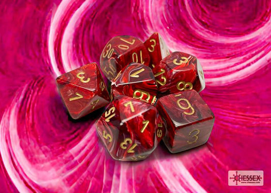 CHX27434 - Vortex Burgundy/gold Polyhedral 7-Dice Set