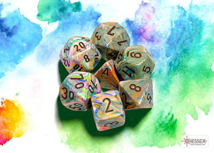 CHX27441 - Festive Vibrant/brown Polyhedral 7-Dice Set
