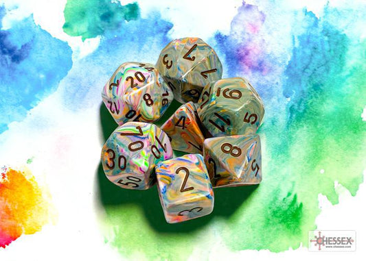 CHX27441 - Festive Vibrant/brown Polyhedral 7-Dice Set